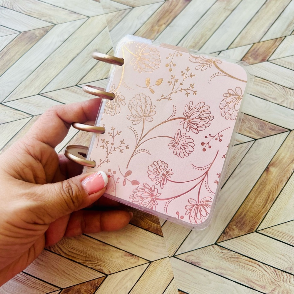 Happy planner micro size notes monthly and weekly layout Rose Golg Quartz floral